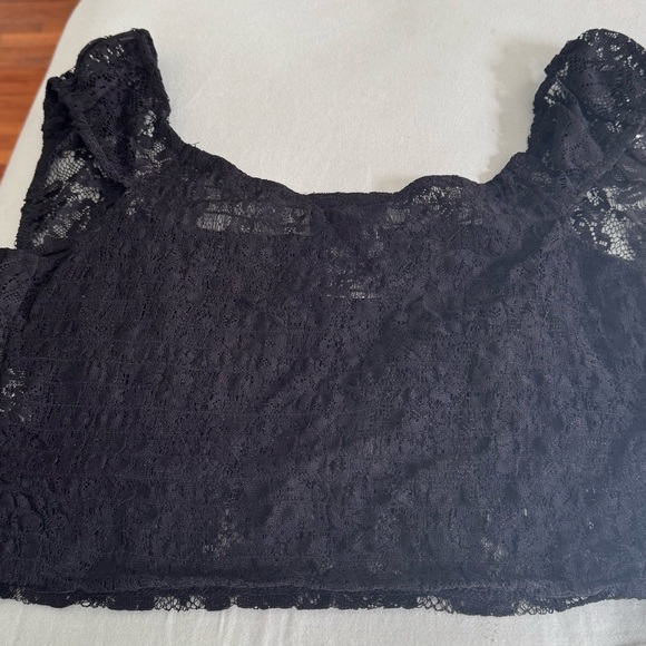 NWT Pacsun Beverly and Beck Black Lace Crop Top, size M square neck Y2K boho - Picture 15 of 16